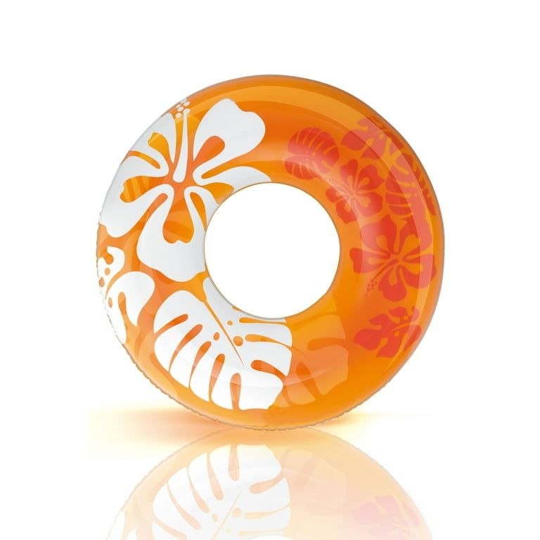 Bouée Gonflable Florale Transparente – Anneau de Natation 90 cm (9 ans et +)