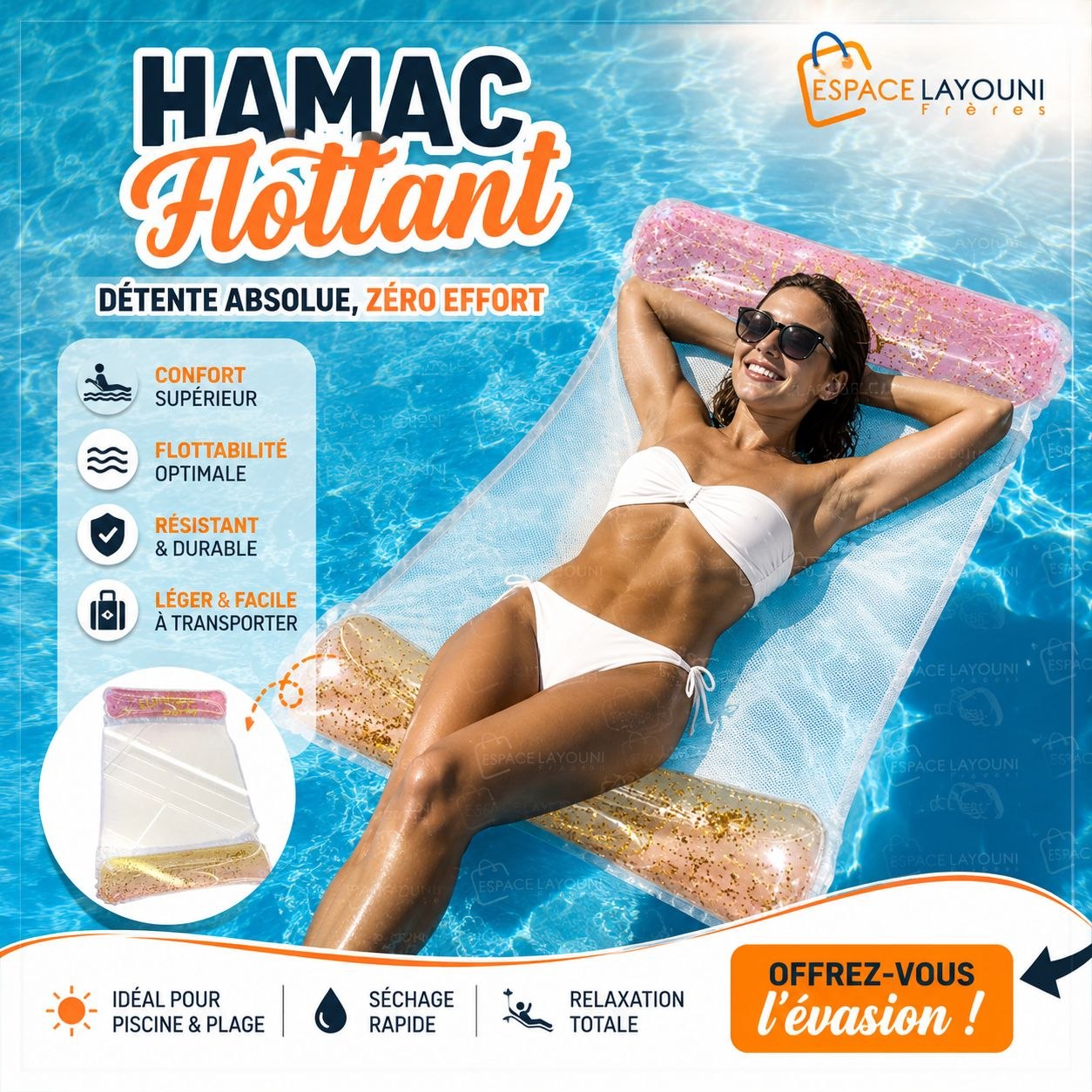 Hamac Flottant Piscine – Détente Absolue