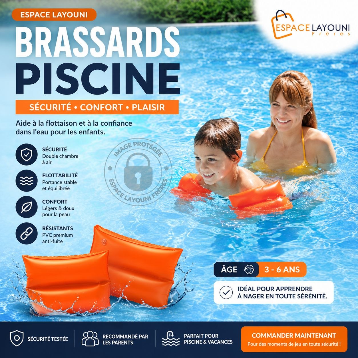 Brassards Piscine pour Enfants 3-6 ans