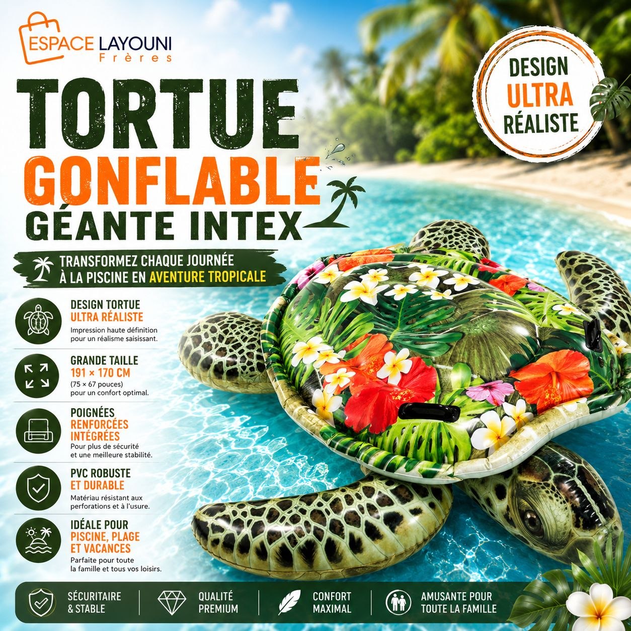 Tortue Gonflable Géante Intex – Design Ultra Réaliste