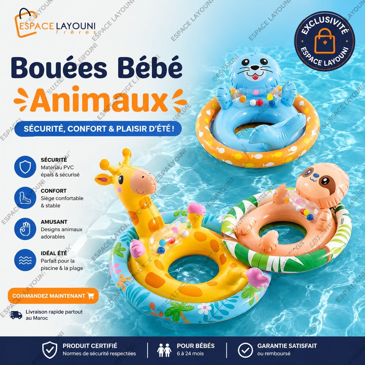 Bouées Siège Bébé Animaux INTEX