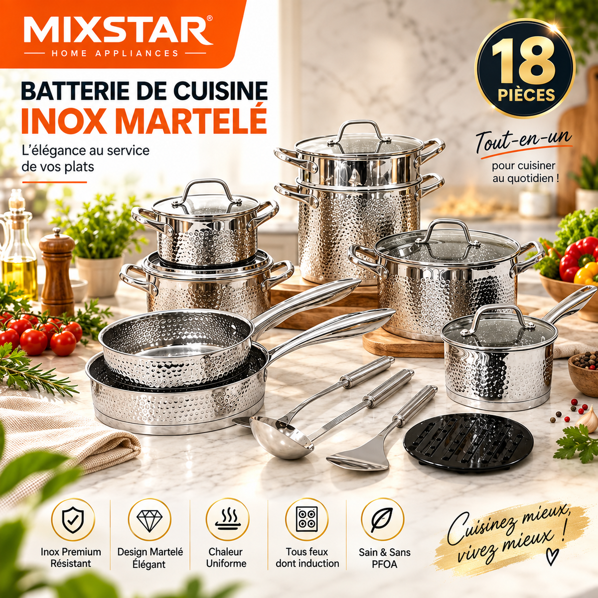 Service inox Martele   MIXSTAR  18 pièces