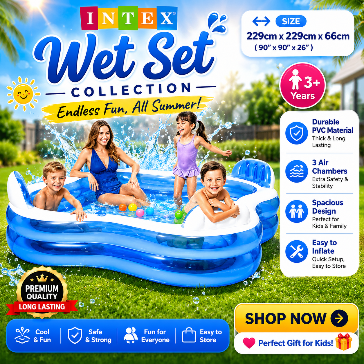 Piscine Lounge  Gonflable Intex 229×229×66 cm