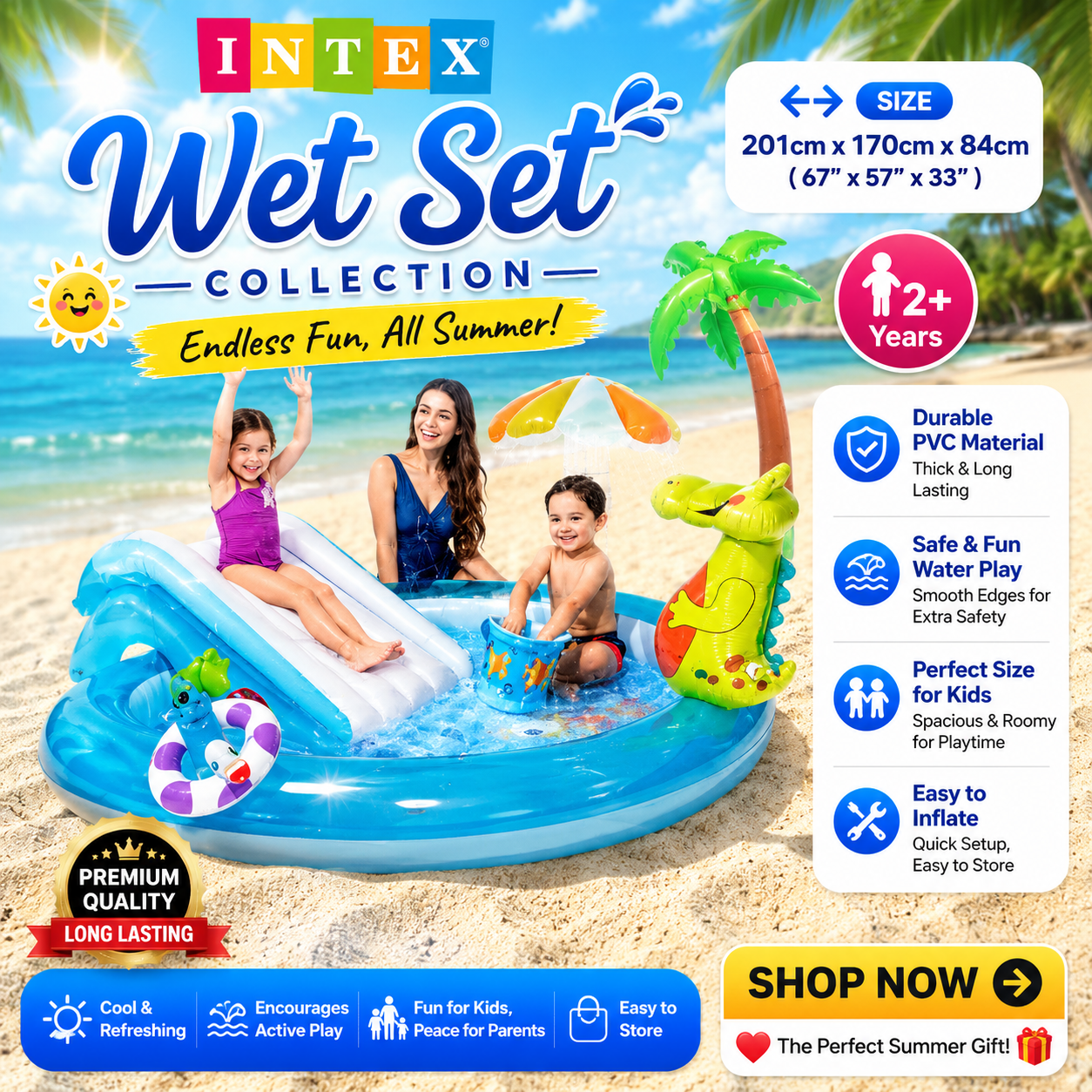 Piscine Intex Toboggan -201×170×84 cm •
