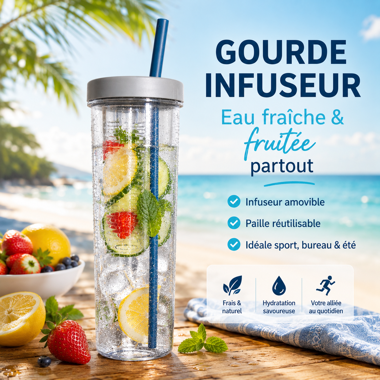 Gourde Infuseur — Eau Fraîche & Fruitée
