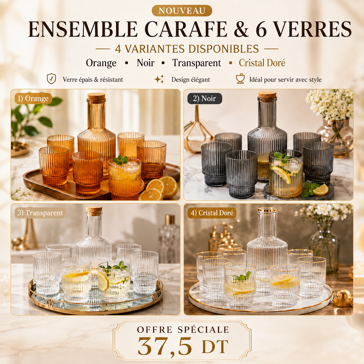 Ensemble Carafe et 6 Verres