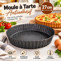 Moule à Tarte Antiadhésif 27 cm — acier carbone résistant, bords cannnelés, démoulage facile
