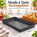 Moule à Tarte Rectangulaire 20×13 cm — antiadhésif, bords cannnelés élégants, cuisson homogène
