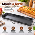 Moule à Tarte Rectangulaire 35×11 cm — acier carbone antiadhésif, bords cannnelés, cuisson homogène