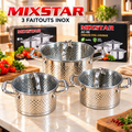 MIXSTAR AC-06 – Set de 3 Faitouts Inox avec Couvercles