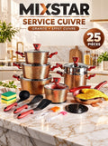 MIXSTAR Service Cuivre 25 Pièces — Batterie de Cuisine Premium Effet Cuivre Martelé 🍳✨
