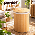 Panier à Linge Style Bambou avec Couvercle 40 × 60 cm
