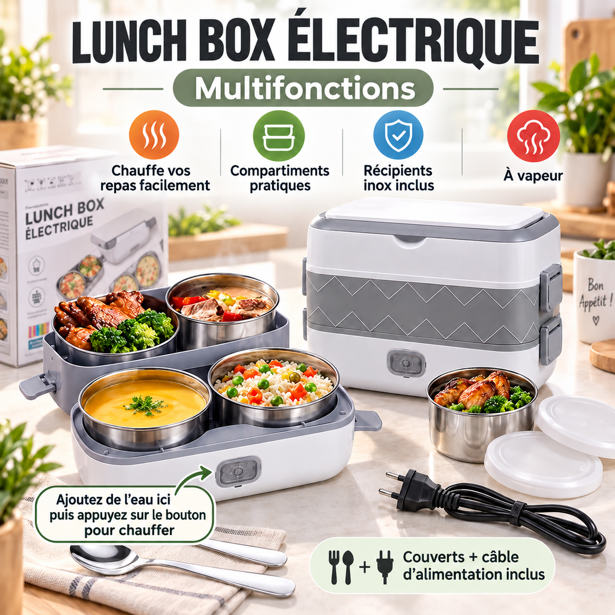 Lunch Box Électrique 200W — Repas Chauds. Partout. À Tout Moment.