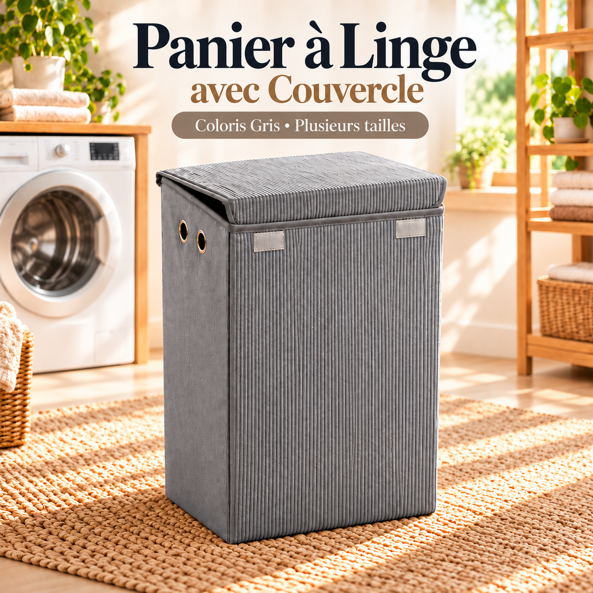 Panier à Linge Pliable avec Couvercle