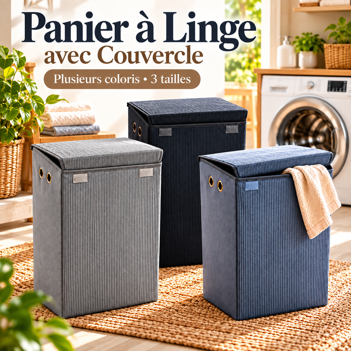 Panier à Linge Pliable avec Couvercle
