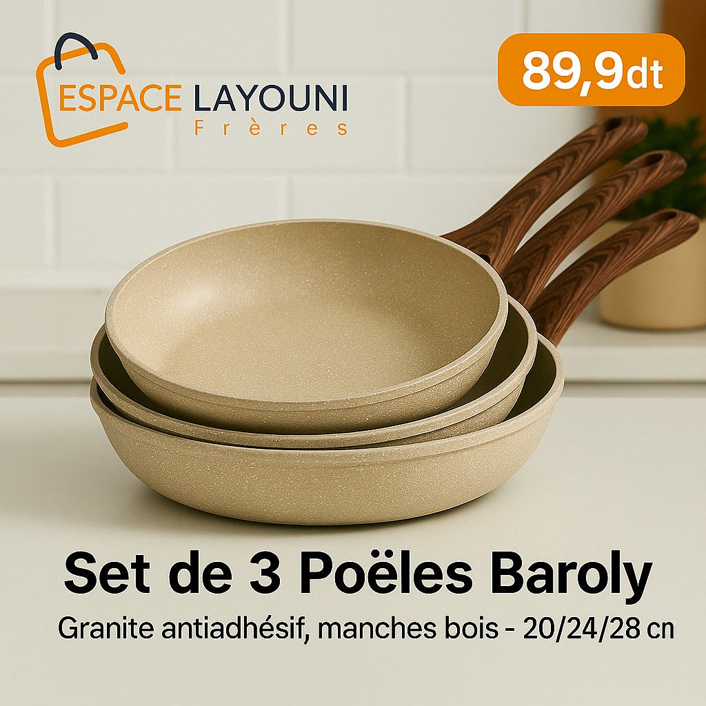 Set 3 Poele En Granite Baroly
